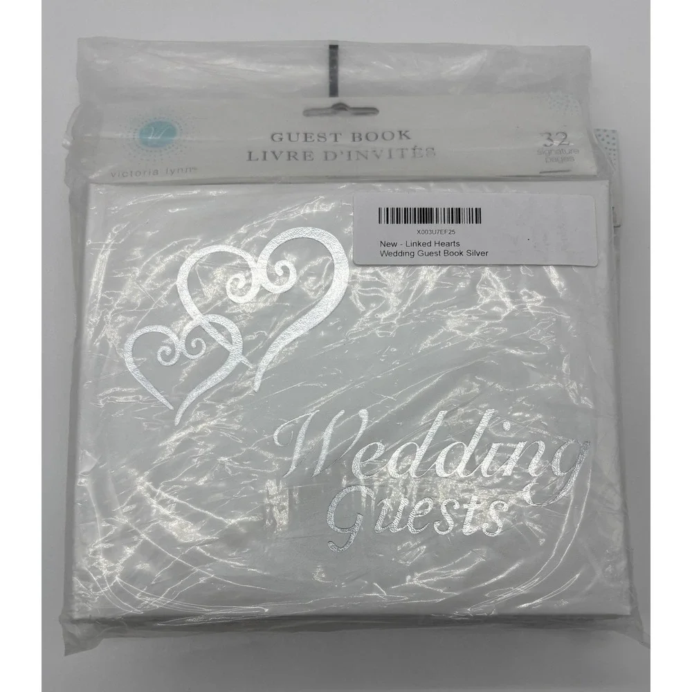 Victoria Lynn Linked Hearts Wedding Guest Book White Silver 32 Pages Bulk 4 Lot